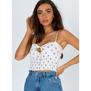 Princess Polly NWT Nya Crop Top Floral White Tank